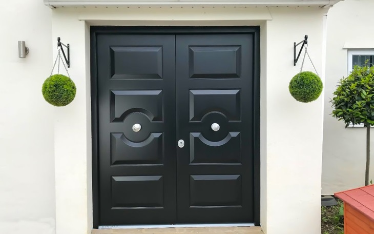 New secure front door installed by Stronghold Security Doors.